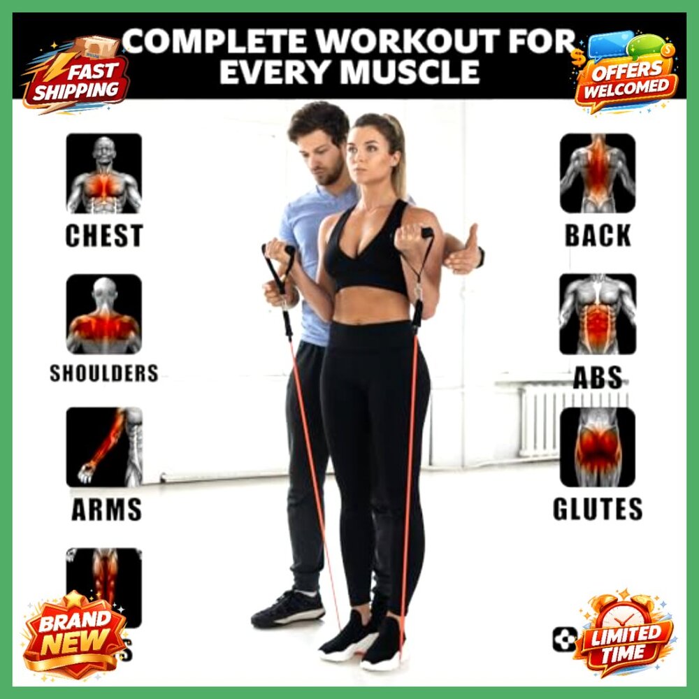 5 Stackable Resistance Bands Set With Handles, La… - image 5